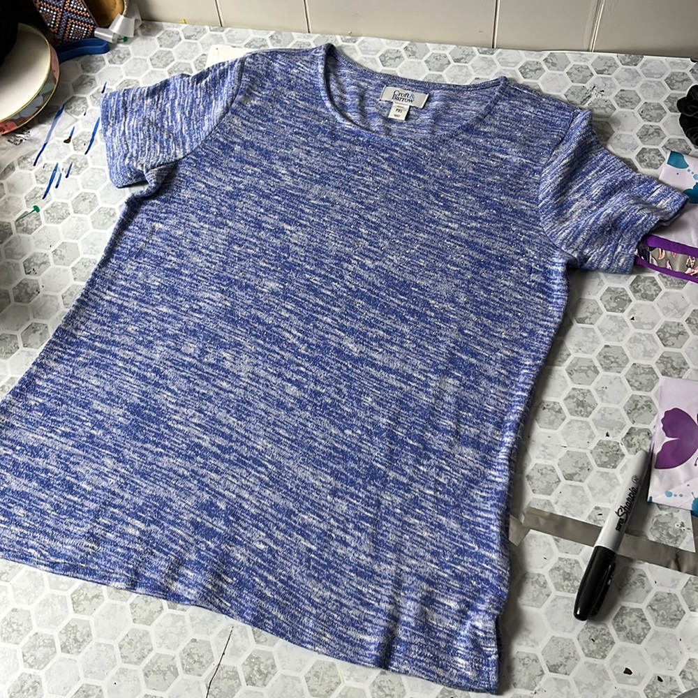 Croft & Barrow XS Blue Short Sleeve Jeweled Blouse